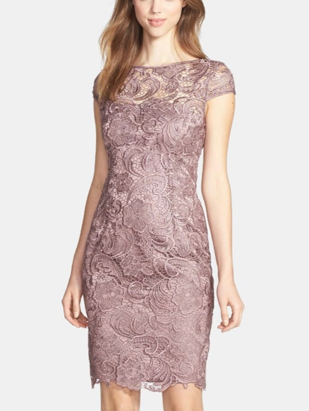 Adrianna Papell Lace Sheath Dress in Mauve